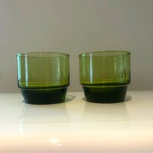 Vintage Pair of Avocado Green Rocks Glasses MCM